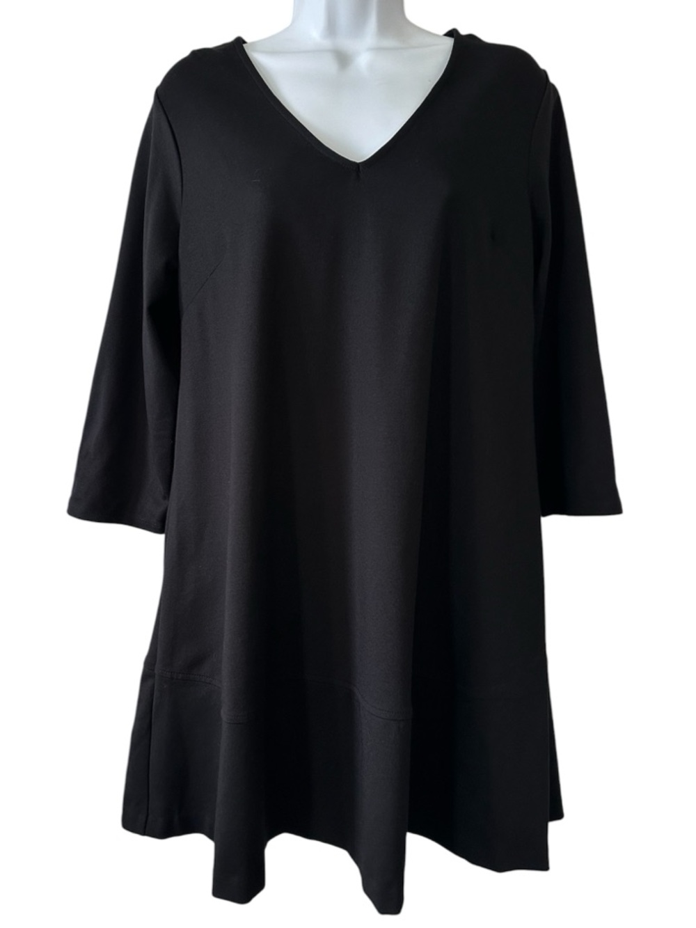 The Nines by HATCH Black V-Neck A-Line 3/4 Sleeve Maternity Pregnancy Dress- XS